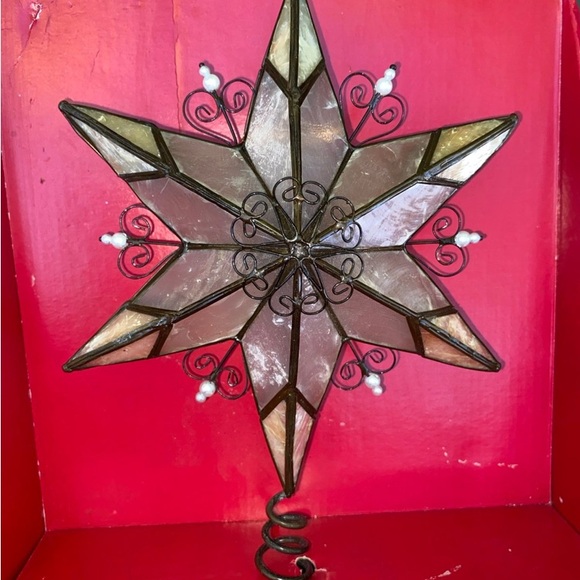CAPIZ SHELL STAR CHRISTMAS TREE TOPPER NIB - Picture 2 of 5